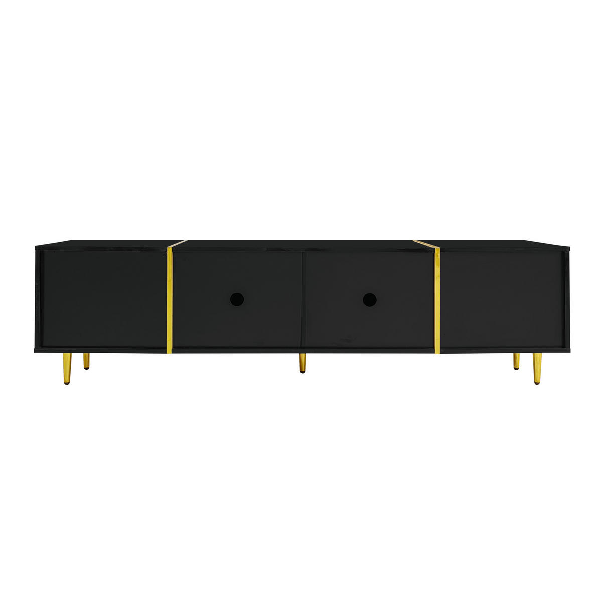 LOWBOARD 170/35/46 cm aus MDF mit Hochglanzoberfläche und 4 Türen Schwarz - Schwarz, Holzwerkstoff (170/46/35cm) - Modenvie
