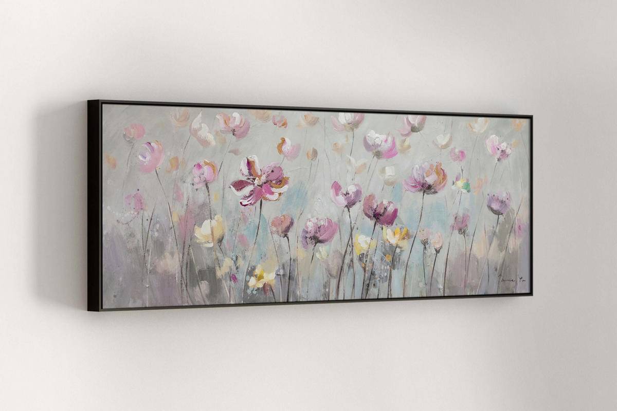 ACRYLBILD HANDGEMALT 150/50 cm - Pink, Holz/Textil (150/50cm) - KUNSTLOFT