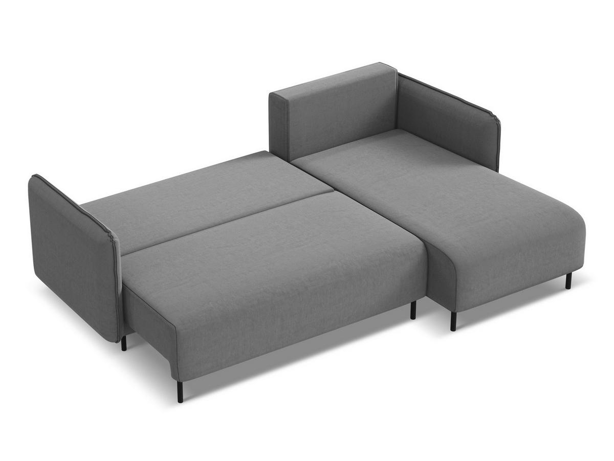 ECKSOFA mit Schlaffunktion Samt Stoff Grau - Schwarz/Grau, Holz/Textil (236/162cm) - Makamii