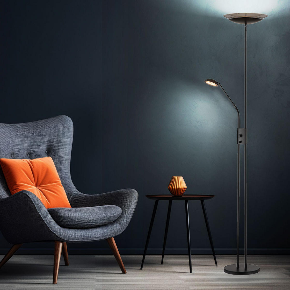 LED STEHLEUCHTE Metall Grau Rauchoptik - Grau, Glas (57/57/178.5cm) - Globo Lighting