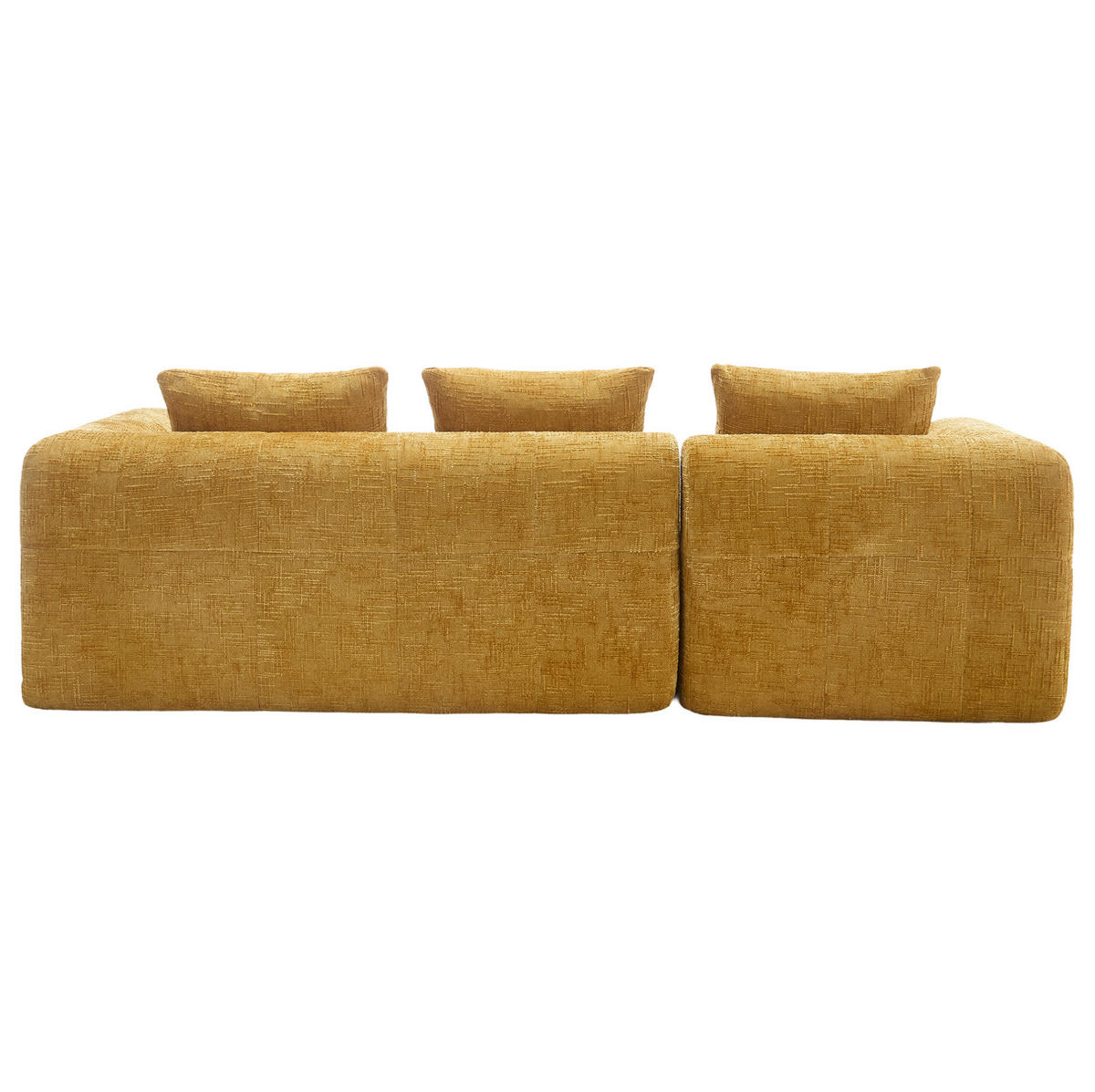 SOFA mit Chaiselongue 250 x 158 cm Chenille Gelb 3 Kissen - Gelb, Textil (250/158cm) - IVMEU