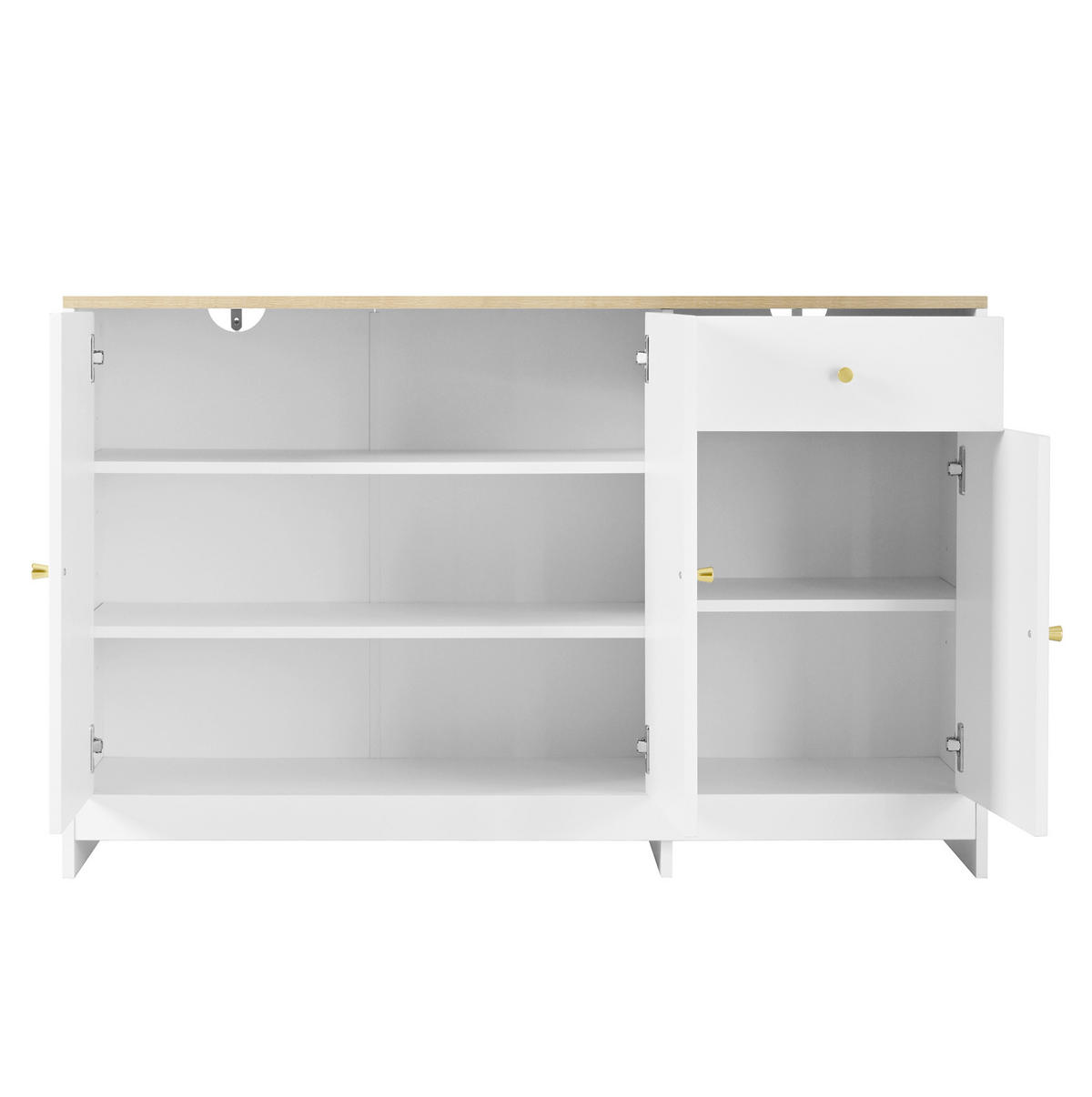 SIDEBOARD 120/40/75 cm mit 3 Türen & Schublade in Weiß und Natur - Weiß, Holzwerkstoff (120/75/40cm) - BEAOK