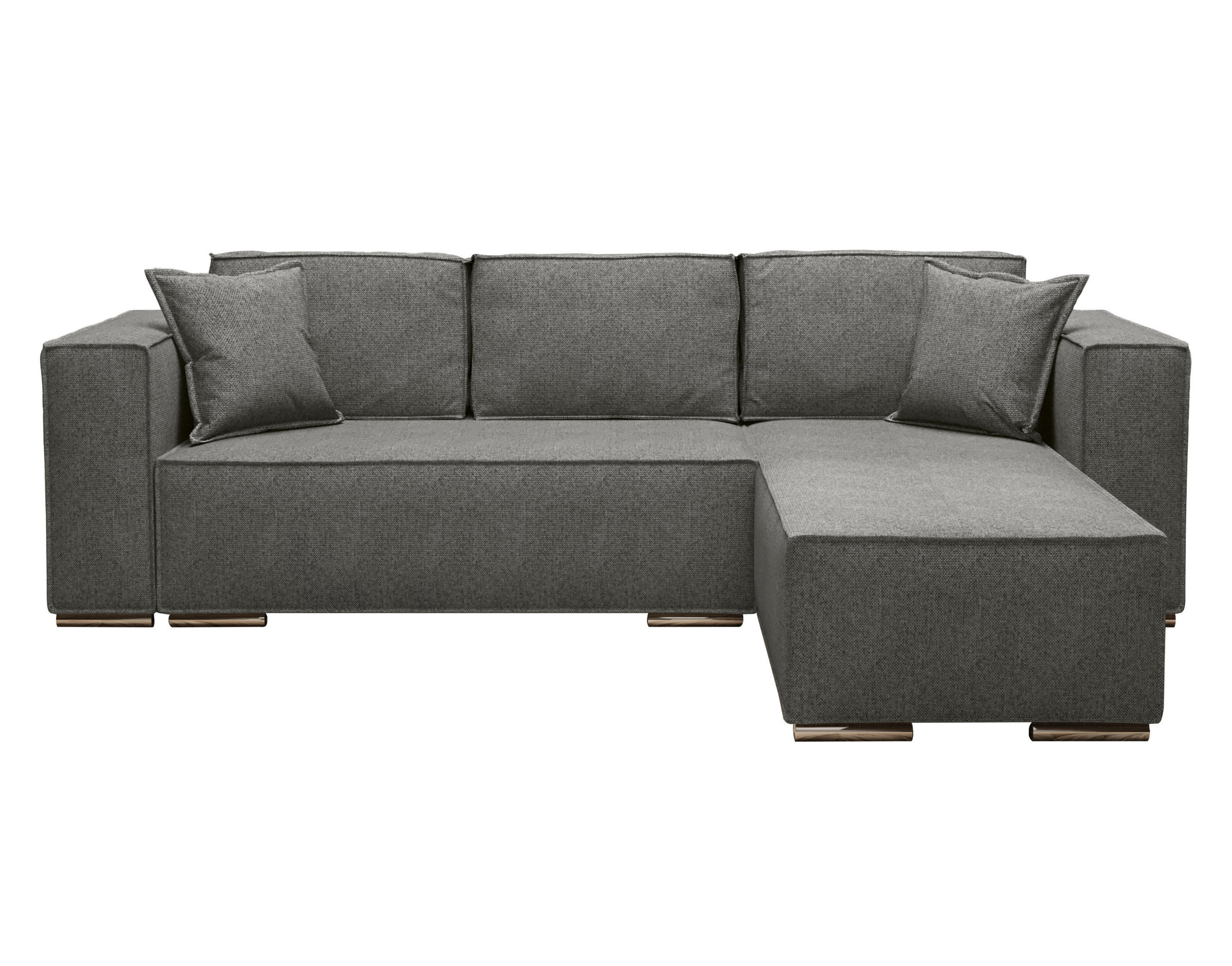 ECKSOFA L Form Vinoria Grau 255/180/82 cm Rechts mit Schlaffunktion - Chromfarben/Grau, Textil/Metall (255/180cm) - AX Living