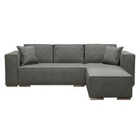 ECKSOFA L Form Vinoria Grau 255/180/82 cm Rechts mit Schlaffunktion - Chromfarben/Grau, Textil/Metall (255/180cm) - AX Living