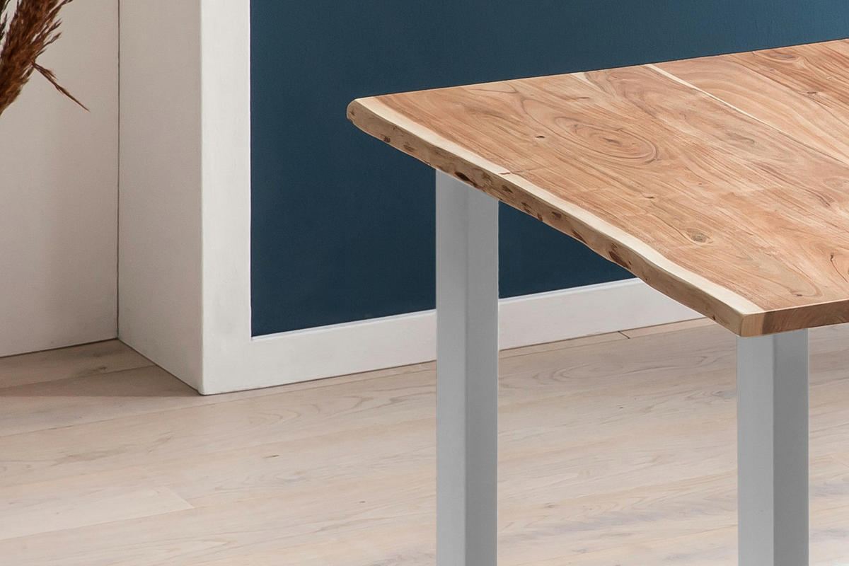 ESSTISCH MAX - Beige/Silberfarben, Holz/Metall (90/90/77cm) - SAM