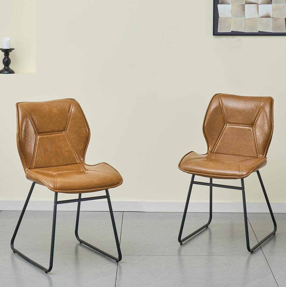 ESSZIMMERSTUHL 2er-Set mit Kunstlederbezug Metallgestell Braun - Braun, Metall (47.5/81.5/60cm) - Meubliv
