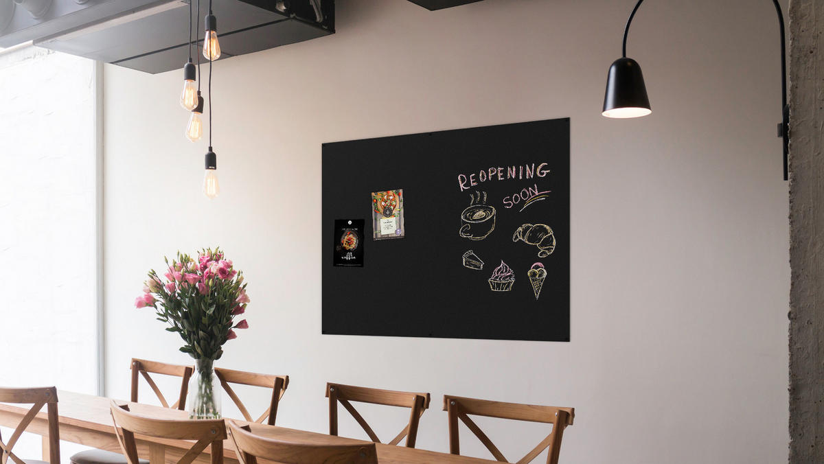 MAGNETPLATTE rahmenloses SLIMboard - Kreideoberfläche - 150x120 cm - Schwarz, Metall (150/120/0.3cm) - ALLboards