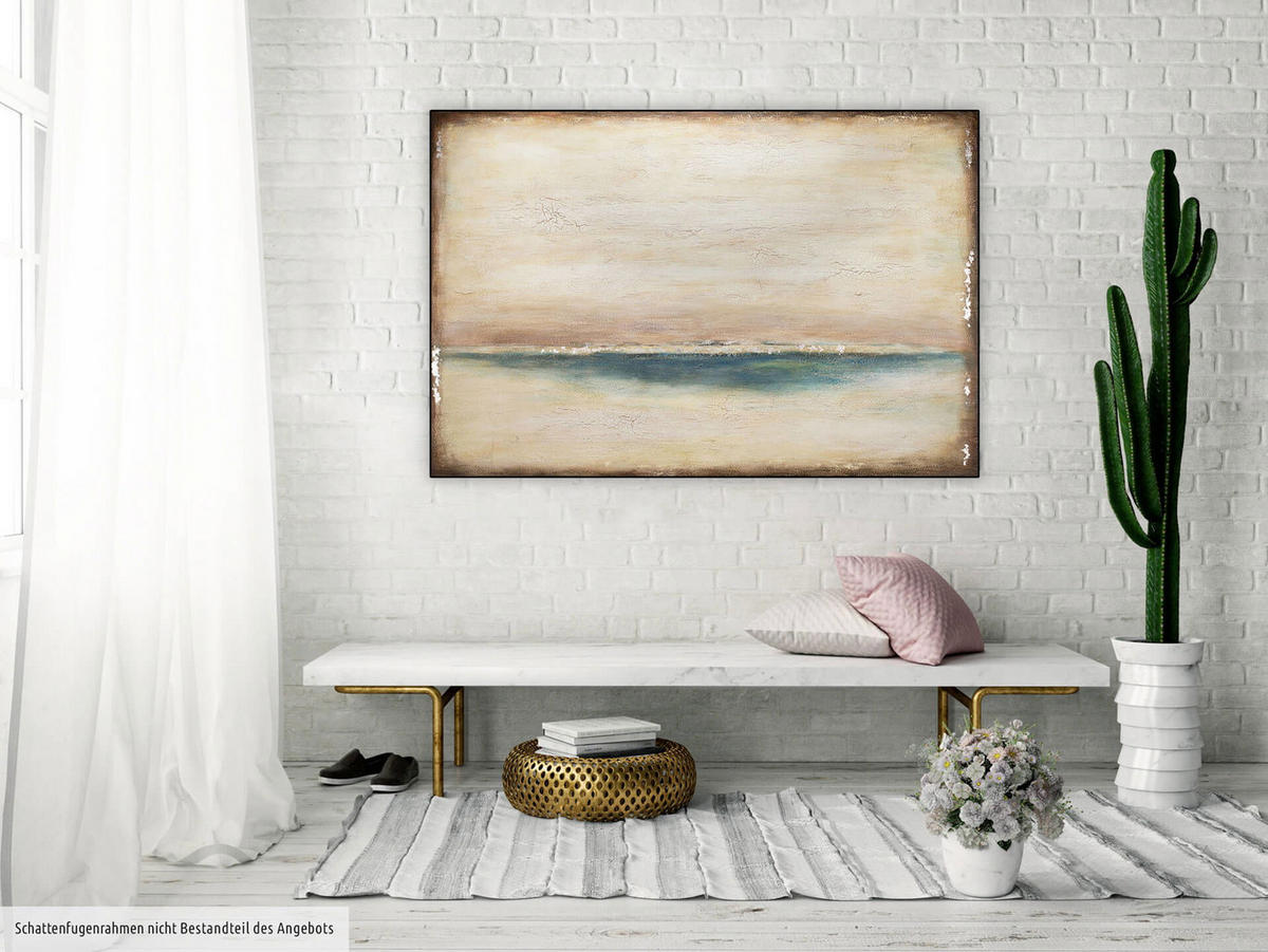 ÖLGEMÄLDE 120/80 cm - Blau/Beige, Holz/Textil (2.5/80cm) - KUNSTLOFT