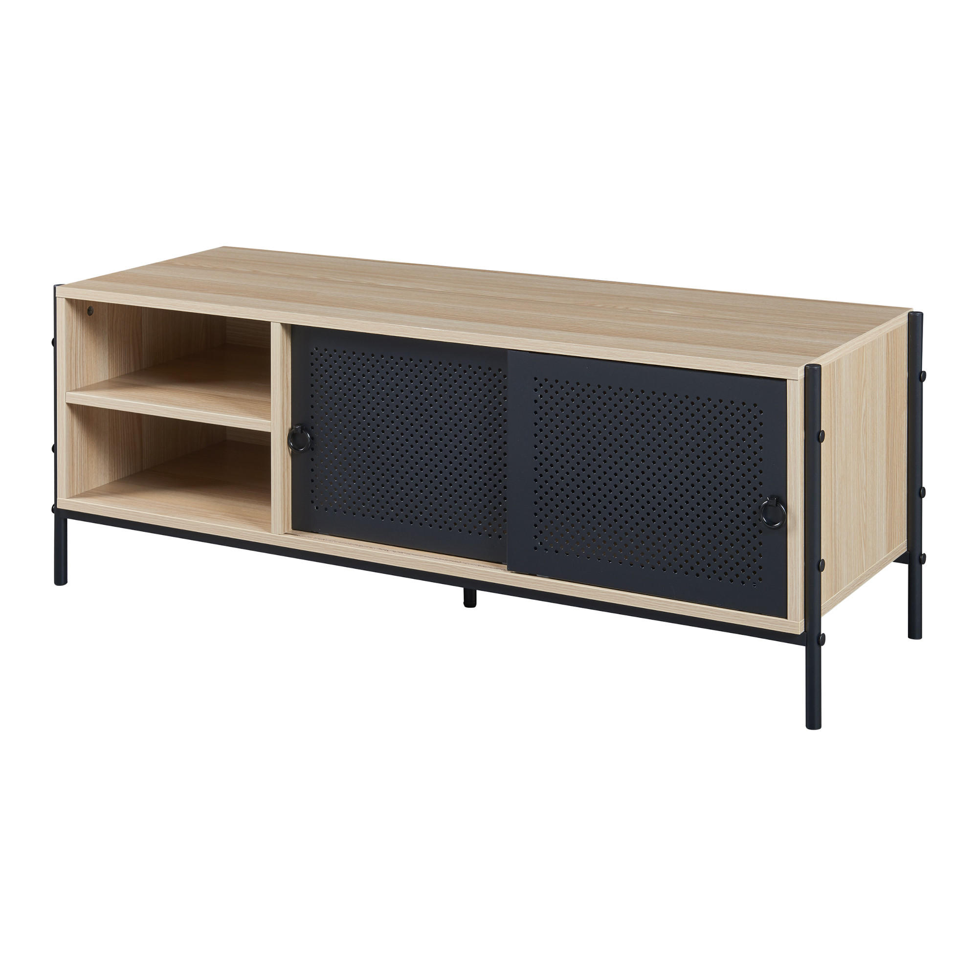 TV-ELEMENT Tysnes - Eichefarben/Schwarz, Holzwerkstoff/Metall (120/45/40cm) - [en.casa]