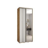SCHWEBETÜRENSCHRANK 235,2/110/60 2-türig - Silberfarben/Weiß, Holz/Metall (110/235/60cm) - Abiks Möbel