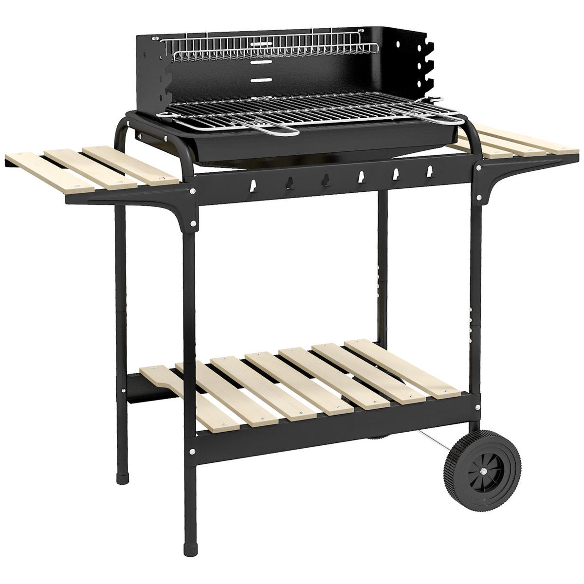 HOLZKOHLEGRILL aus Metall - Schwarz, Metall (47/95/103cm) - Outsunny