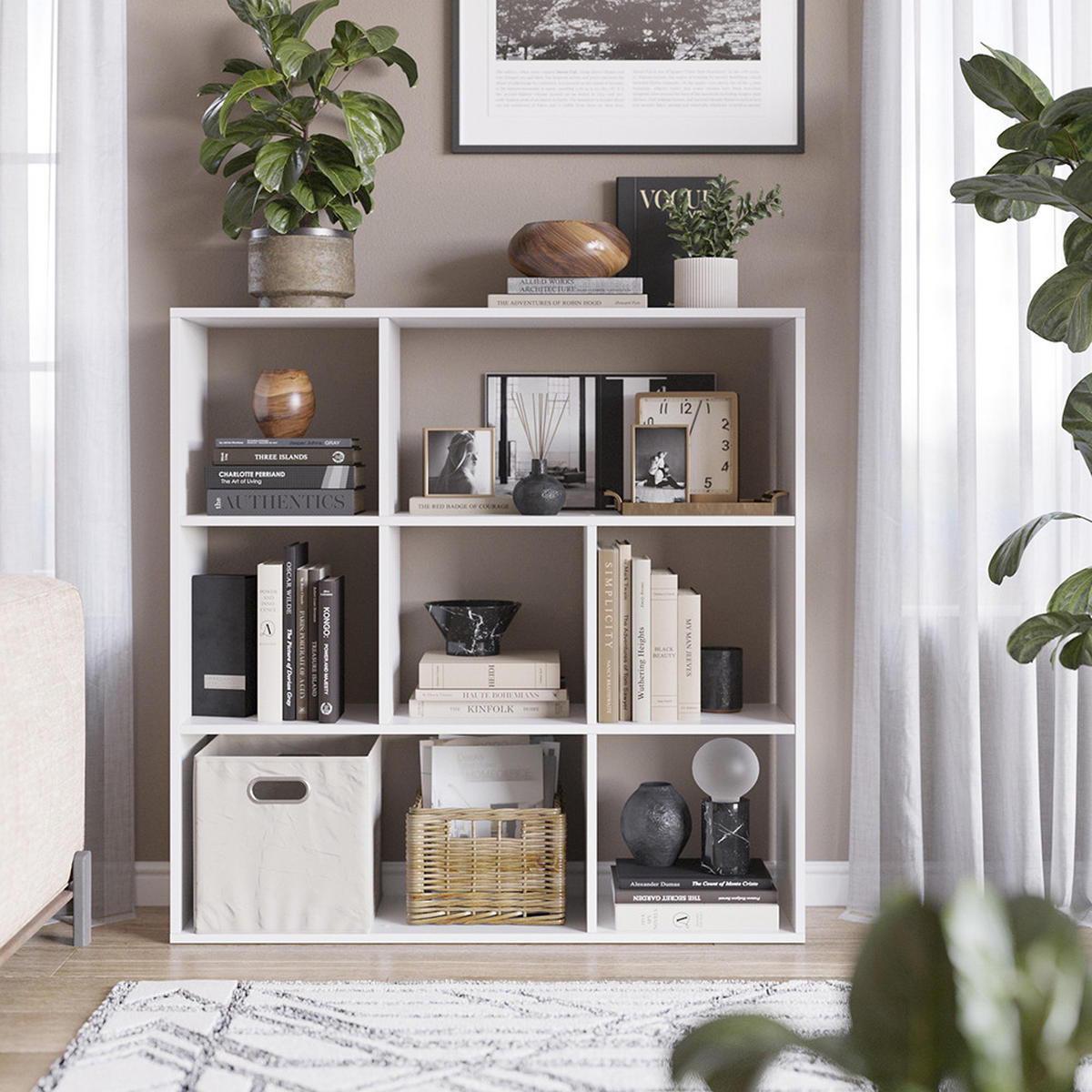 RAUMTEILER Nove Weiß 107.2 x 107.8 cm 7 Fächer - Weiß, Holzwerkstoff (107.2/107.8/29cm) - Vicco