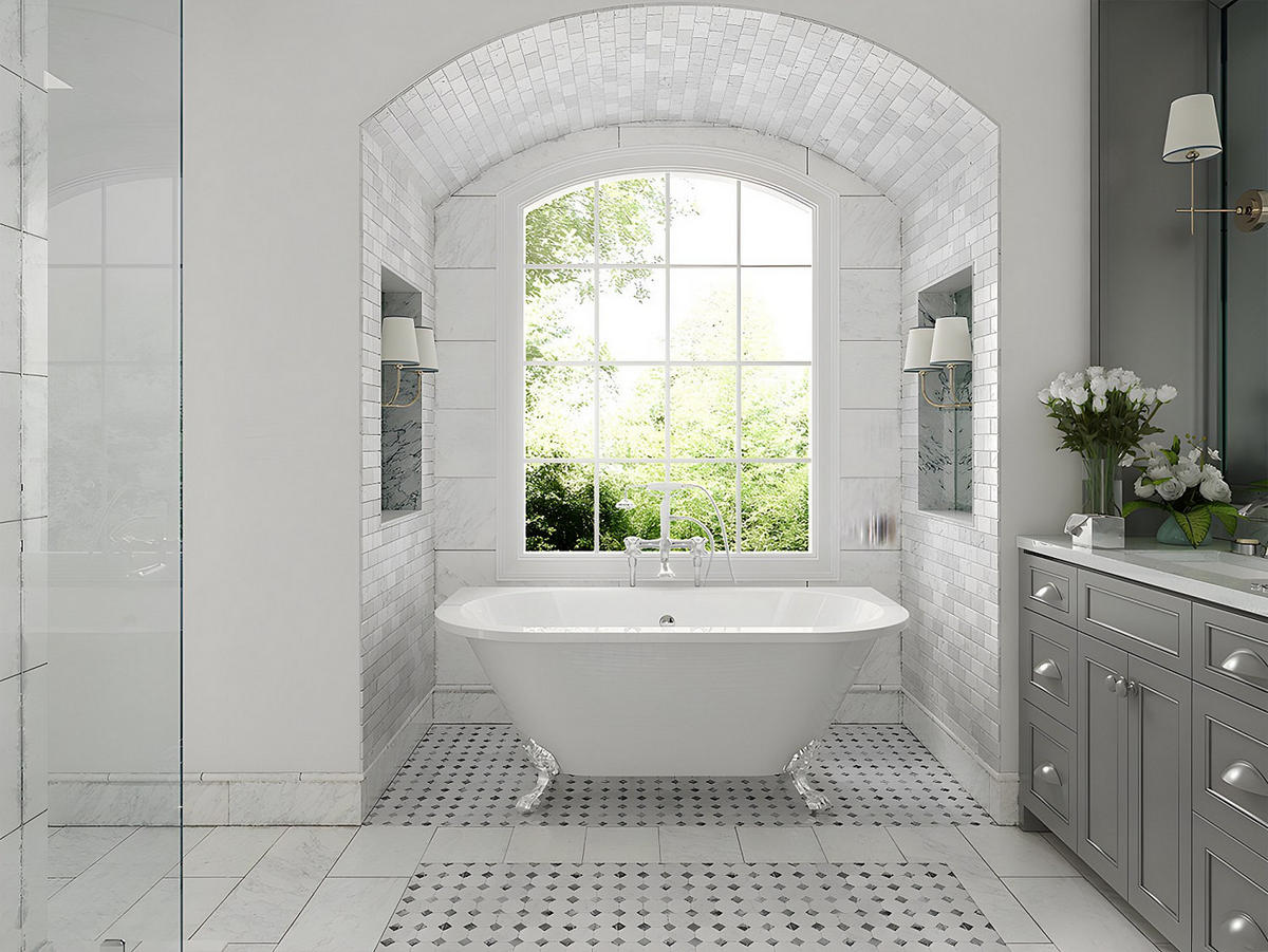 FREISTEHENDE Badewanne mit Füßen - 1 Person - acryl - weiß Sparus - Weiß, Kunststoff (150/61/74cm) - Vente-Unique
