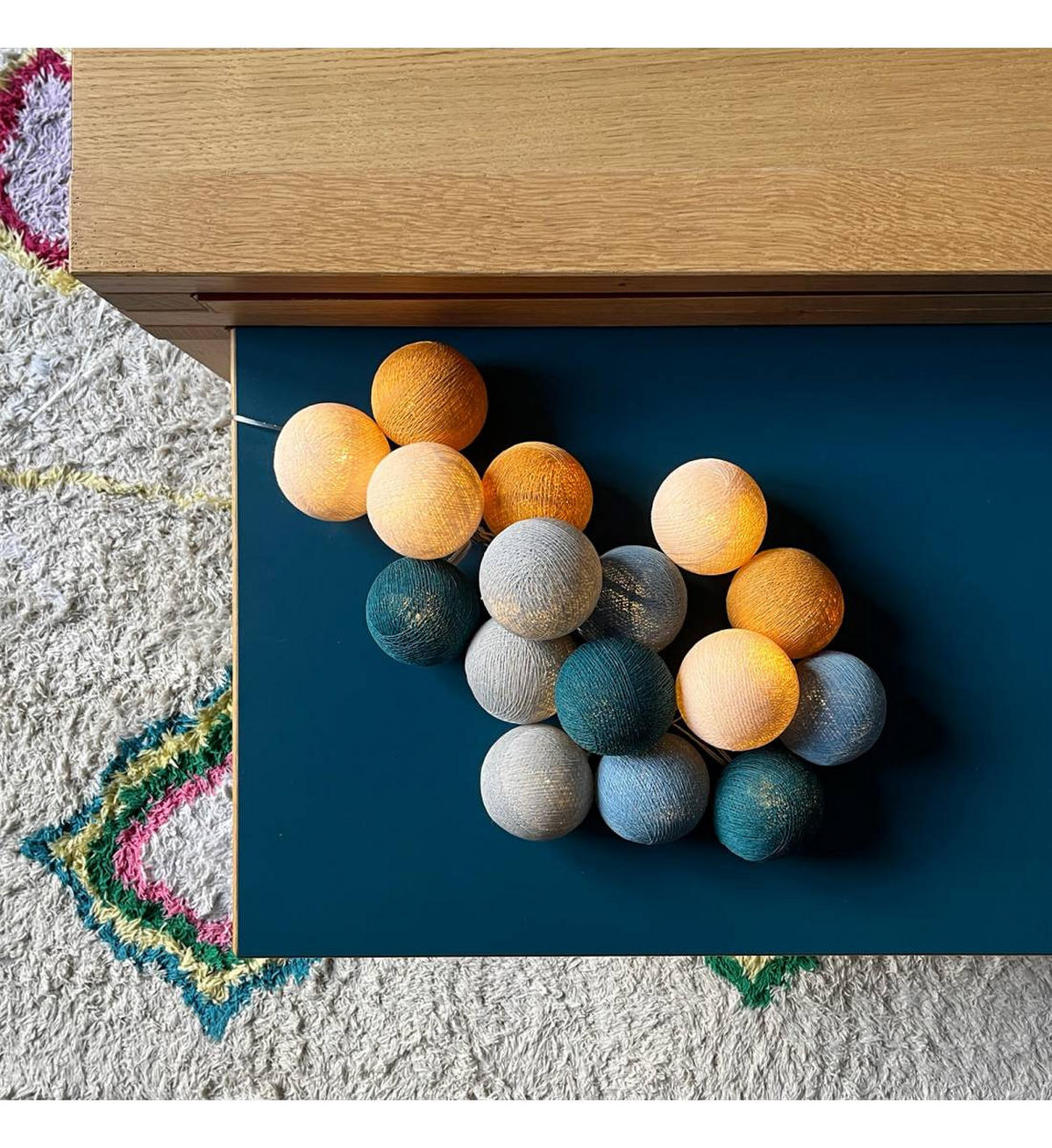 LICHTERKETTE LED Boxen - Nuit Etoilée - Blau und Gelb - Dunkelblau, Textil (165cm) - La case du cousin paul