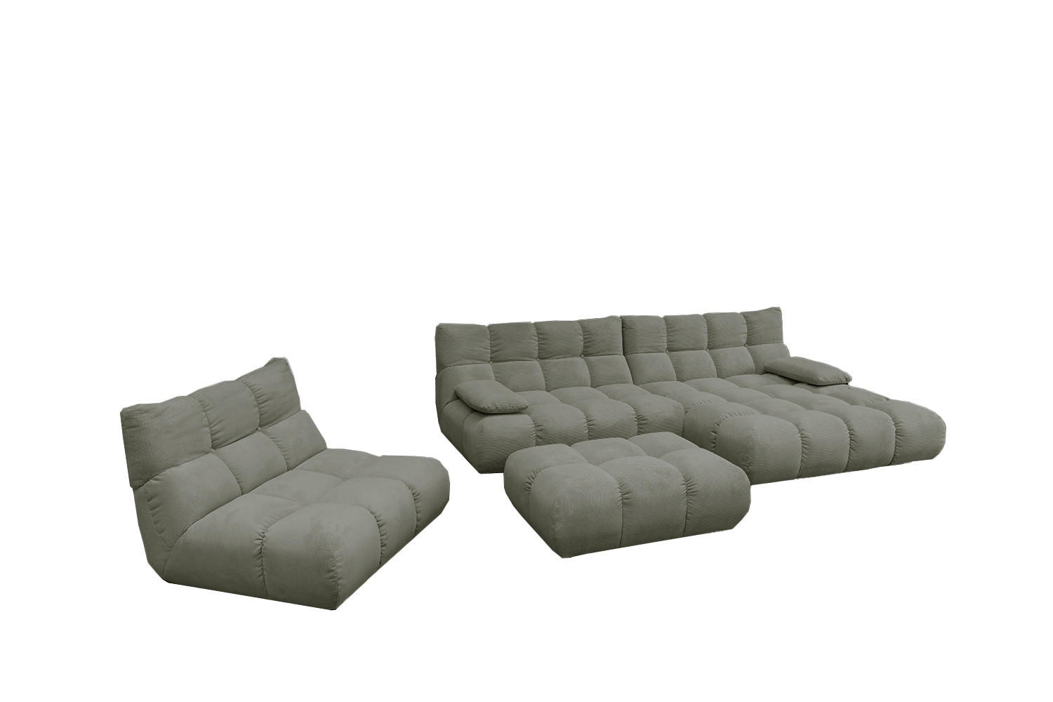 SITZGRUPPE VIVIEN 3ER SET Grün Cord - Olivgrün/Grün, Kunststoff/Textil (510/85/359cm) - KAWOLA