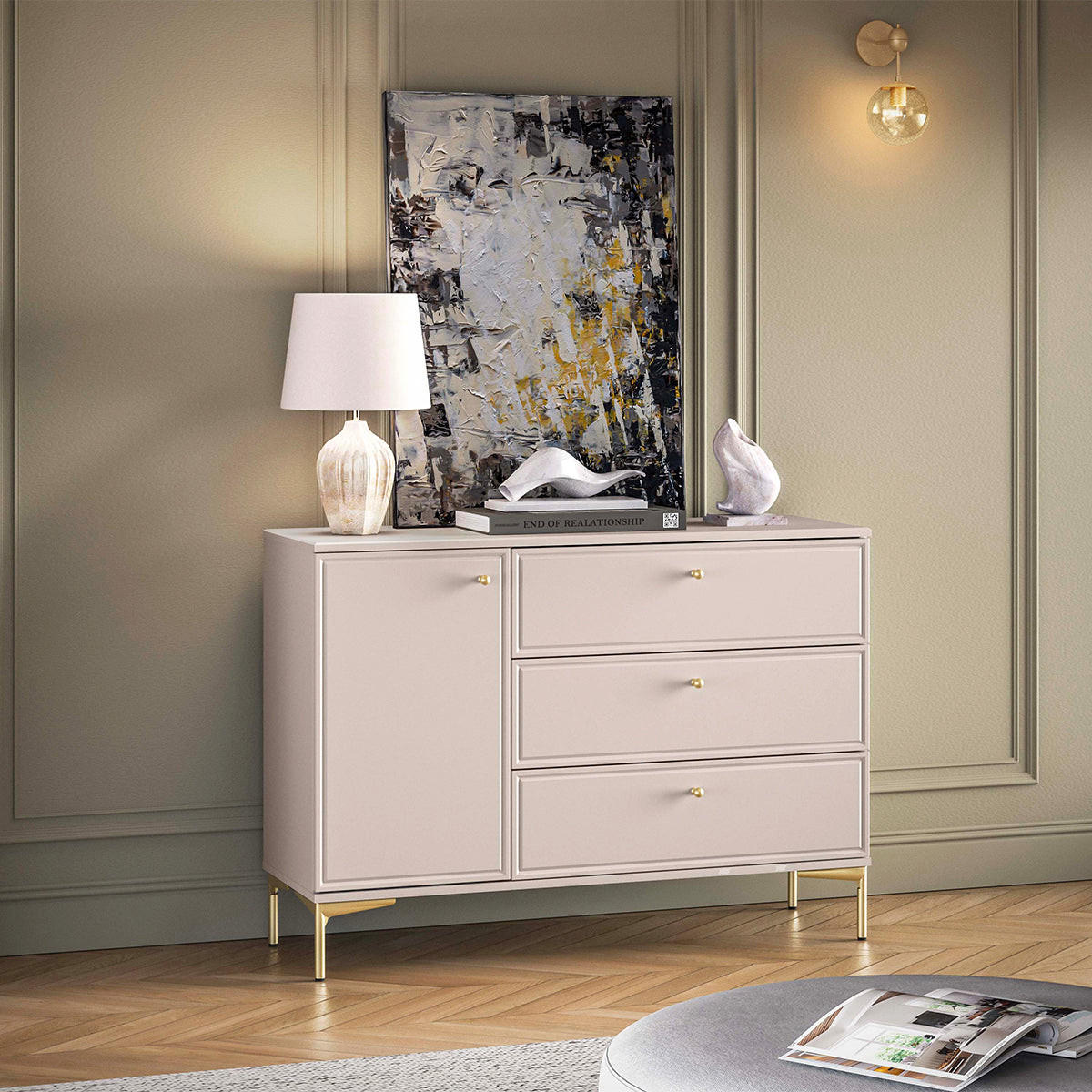 KOMODA Sélène Kašmir - kašmir, leseni material (120/85/40cm) - Petits-meubles