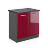 SPÜLENUNTERSCHRANK R-Line Bordeaux Hochglanz 80 cm, AP Anthrazit - Bordeaux/Anthrazit, Holzwerkstoff (80/81.6/60cm) - Vicco