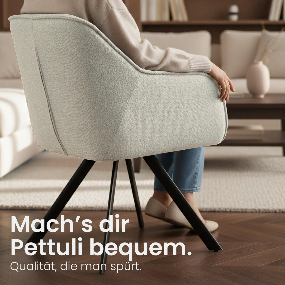 ESSZIMMERSTUHL Stoff Creme - Creme/Schwarz, Textil/Metall (57/89/64cm) - CLP