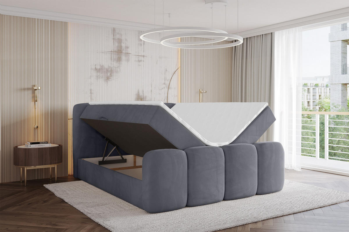 AMERICKÁ postel s matrací H4 a roštem – NINA-Z – 120 × 200 cm – tmavě šedá - tmavě šedá, kompozitní dřevo (120/200cm) - ALTDECOR