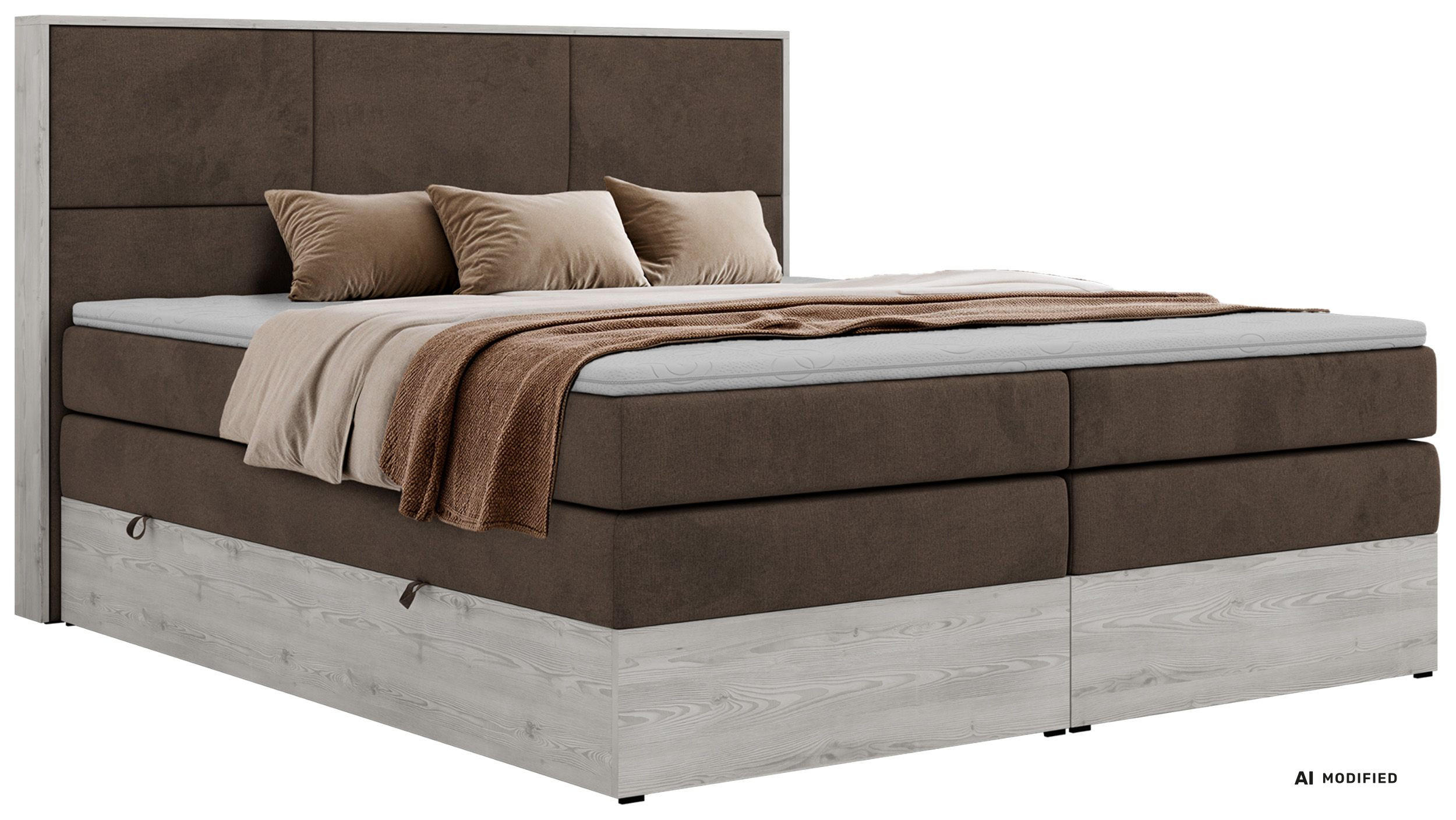 POSTEL BOXSPRING DELNOR KING 140/200 - Hnědá Samet - Topper T25 - H3 - černá/hnědá, textil/plast (140/200cm) - MKS
