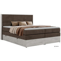 POSTEL BOXSPRING DELNOR KING 200/200 - Hnědá Samet - Topper Visco - H4 - černá/hnědá, textil/plast (200/200cm) - MKS