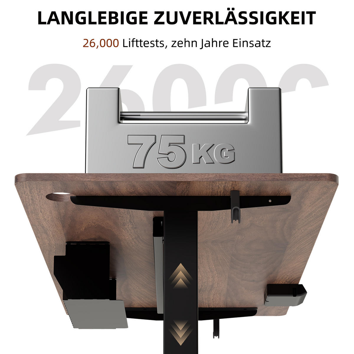 SCHREIBTISCH höhenverstellbar 70 - 120 cm - Schwarz/Braun, Holz/Metall (140/70/120cm) - HOMAVO