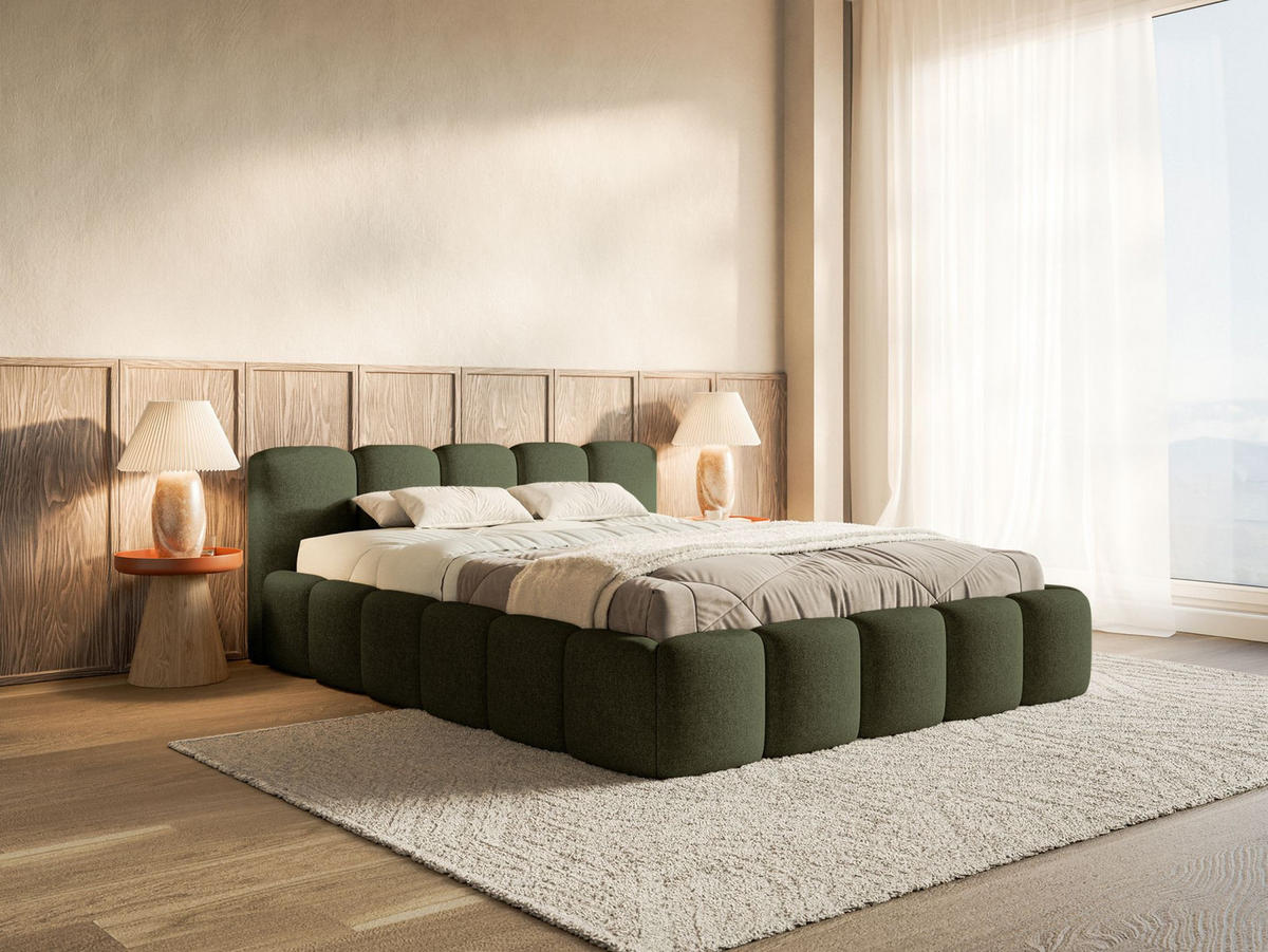 POLSTERBETT Cloudy Low Olive Chenillebezug 200x200 - Olivgrün, Textil (200/200cm) - Selsey