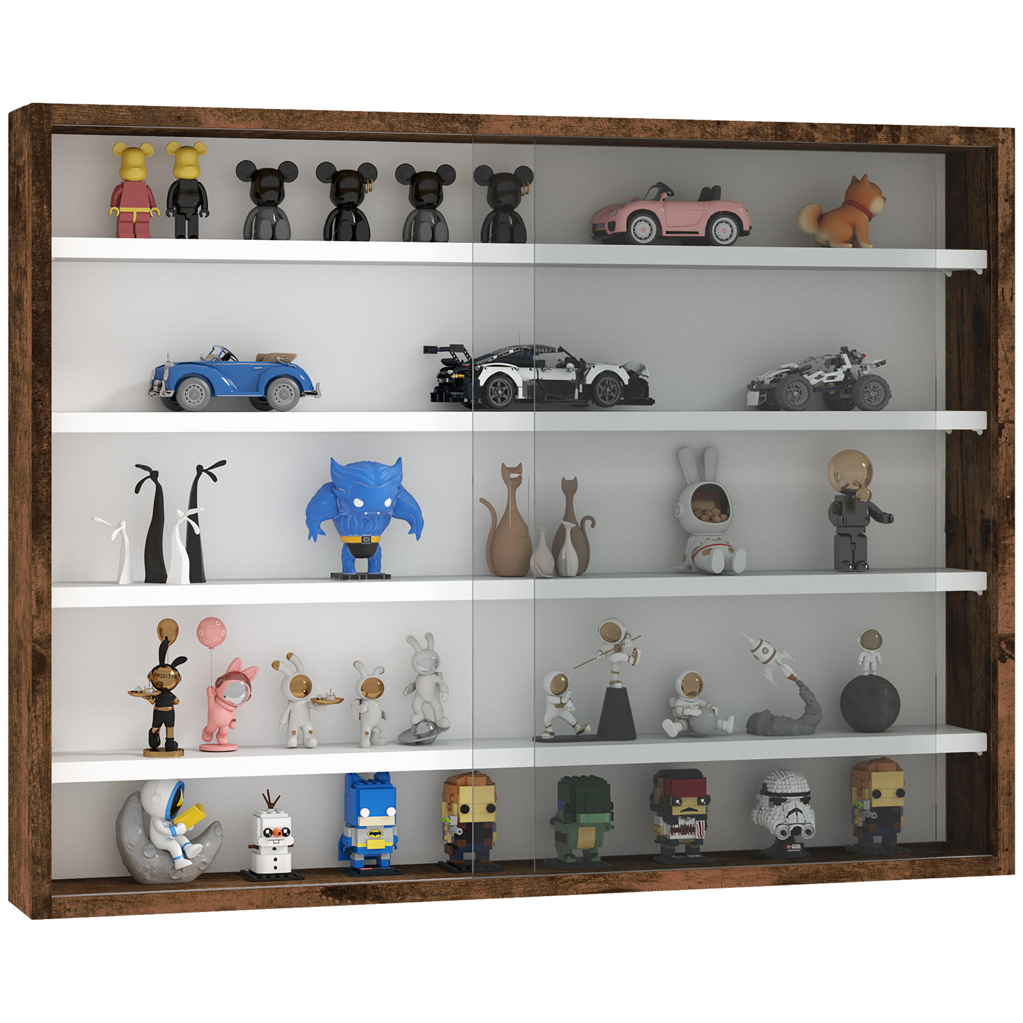 VITRINE DE-15510 80/60 cm, 5 verstellbare Böden Braun - Braun, Holzwerkstoff (9.5/60/80cm) - ComfortXL