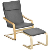 LOUNGESESSEL mit Fußhocker Leinenoptik, Holzgestell 66,5/80/99 cm Grau - Grau, Textil (80/99/66.5cm) - Redom