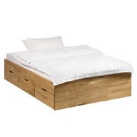 MASSIVHOLZBETT - Massivholz - Braun - Eichefarben, Holz (140/200cm) - home24