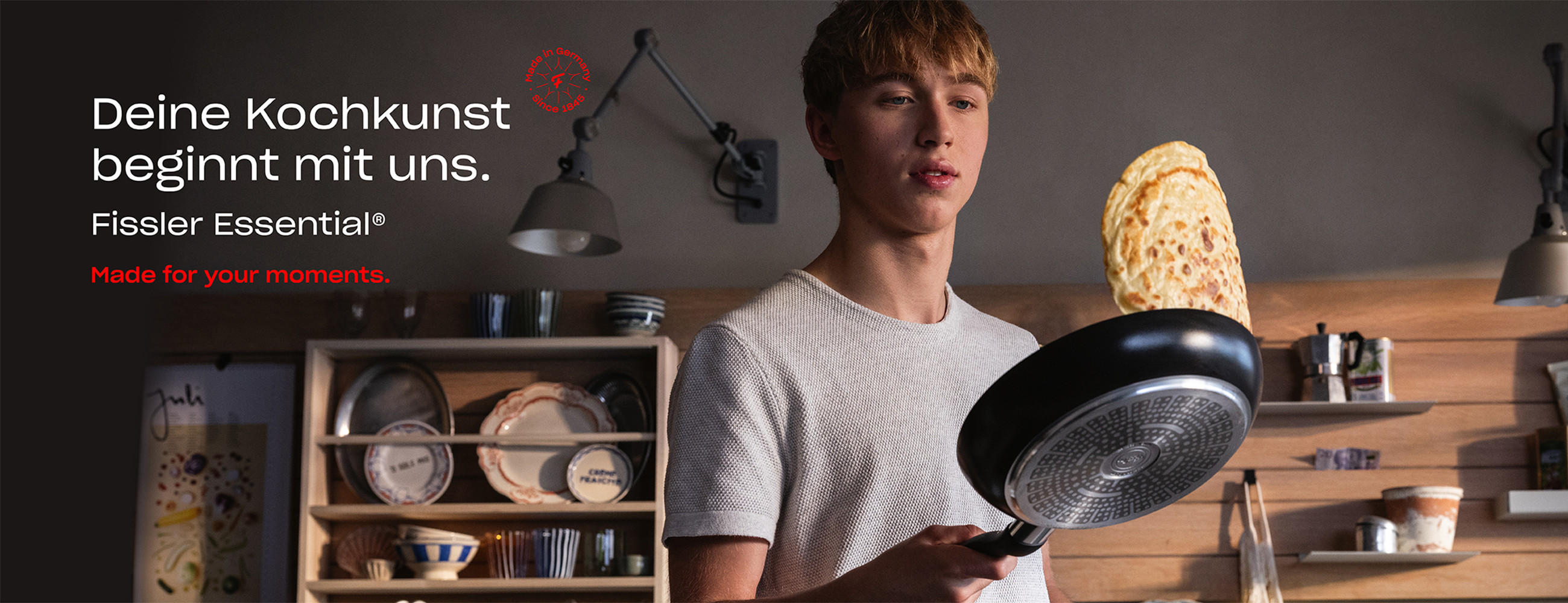 Deiner Kochkunst beginnt mit uns. Fissler Essential® Made for your movement.
