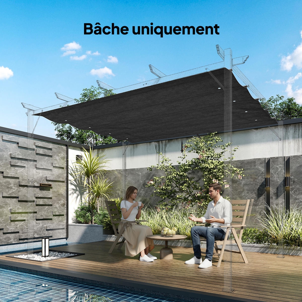 ERSATZDACH, 3x2 m für Pergola, UV-Schutz 30+ - Multicolor, Kunststoff (286/16/275cm) - FORIOUS