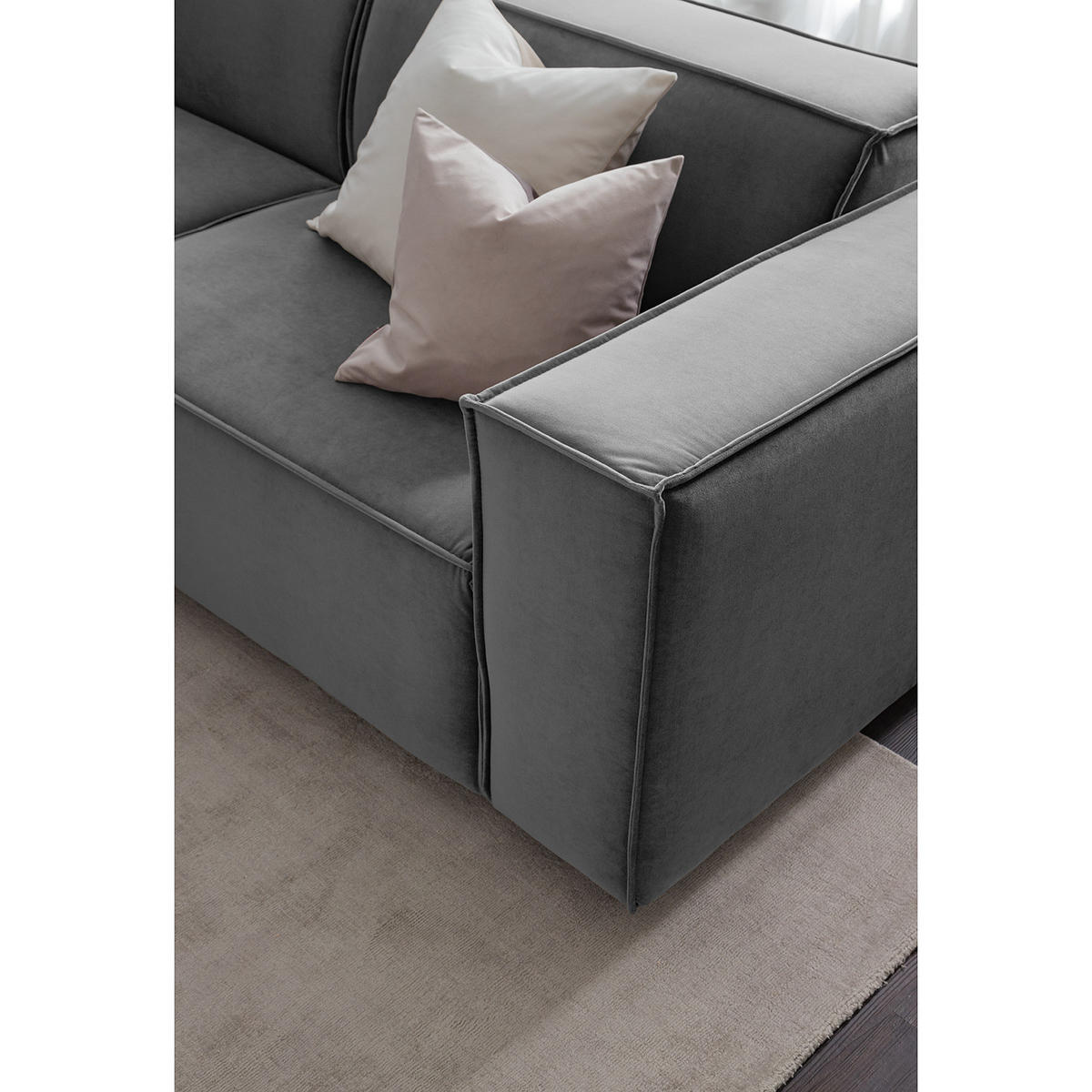 ECKSOFA mit Longchair - Schwarz/Grau, Kunststoff/Textil (294/177cm) - home24