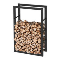 KAMINHOLZREGAL - Metall, Schwarz - BHT 60 x 100 x 25cm - Schwarz, Metall (60/100/25cm) - holz4home