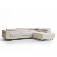 ECKSOFA MIT SCHLAFFUNKTION Concord Creme Webstoff - Creme/Schwarz, Holz/Holzwerkstoff (277/203cm) - Maison de Reve