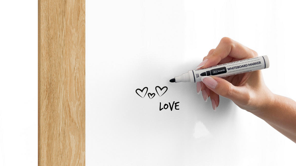 MAGNETISCHES Whiteboard, trocken abwischbar PREMIUM 180x120cm, massiver Rahmen im Eichendesign - Weiß, Metall (180/120/2cm) - ALLboards