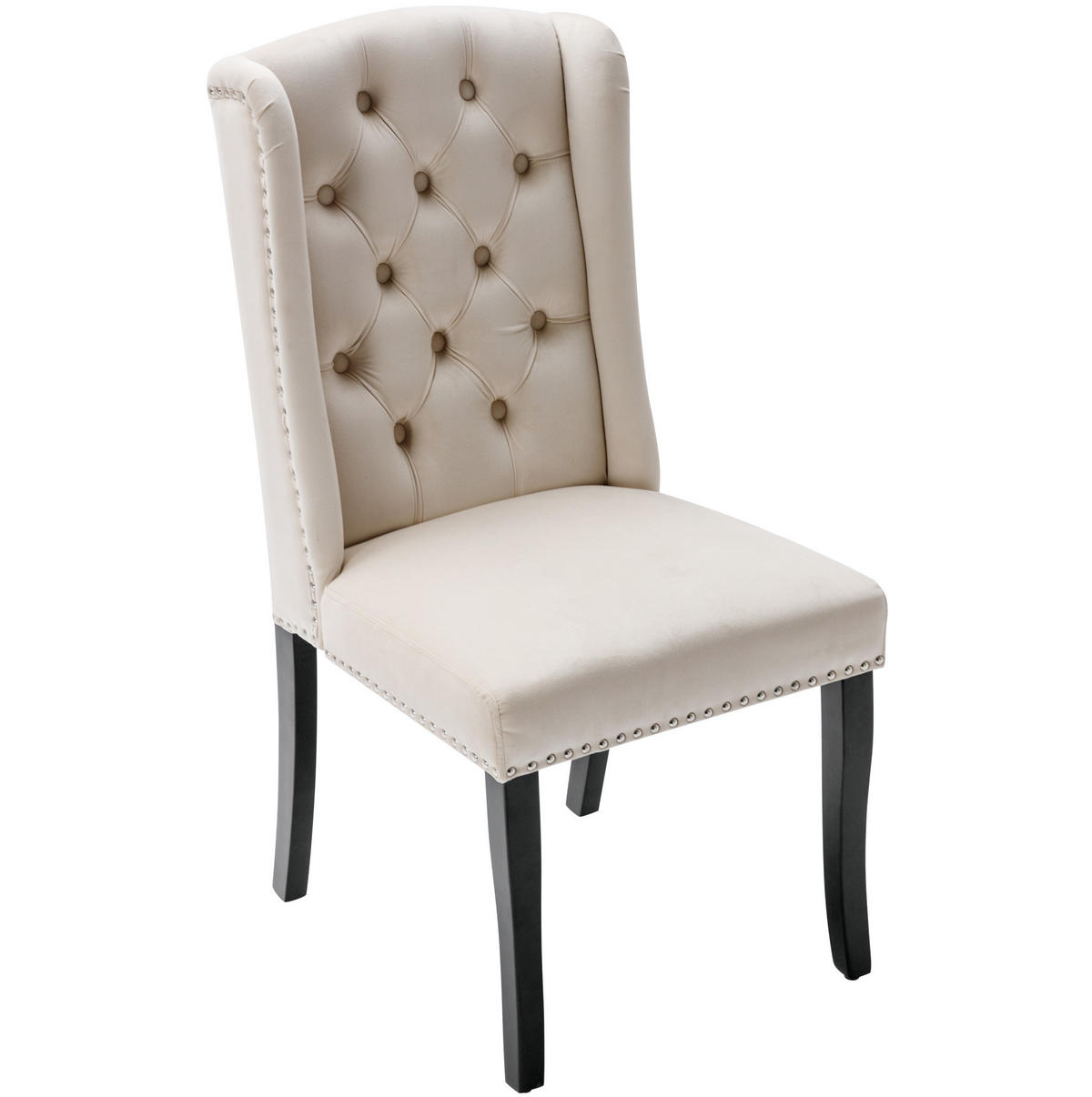ESSZIMMERSTUHL 4er-Set Samt Beige mit Eichenbeinen - Beige, Metall (45/100/61.2cm) - Meubliv