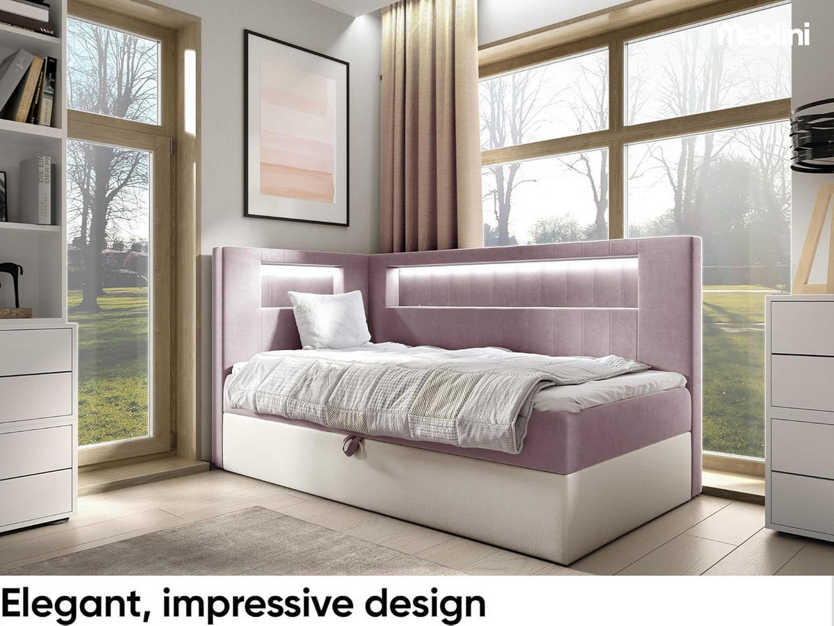 KINDERBETT GARETH 3 - Lila/Weiß, Holzwerkstoff (113/212cm) - Meblini