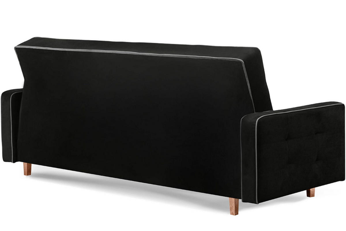 3-SITZER-SCHLAFSOFA DOZER mit 2 Zierkissen und Wellenunterfederung , Schwarz - Schwarz, Textil (223/94/93cm) - KONSIMO®