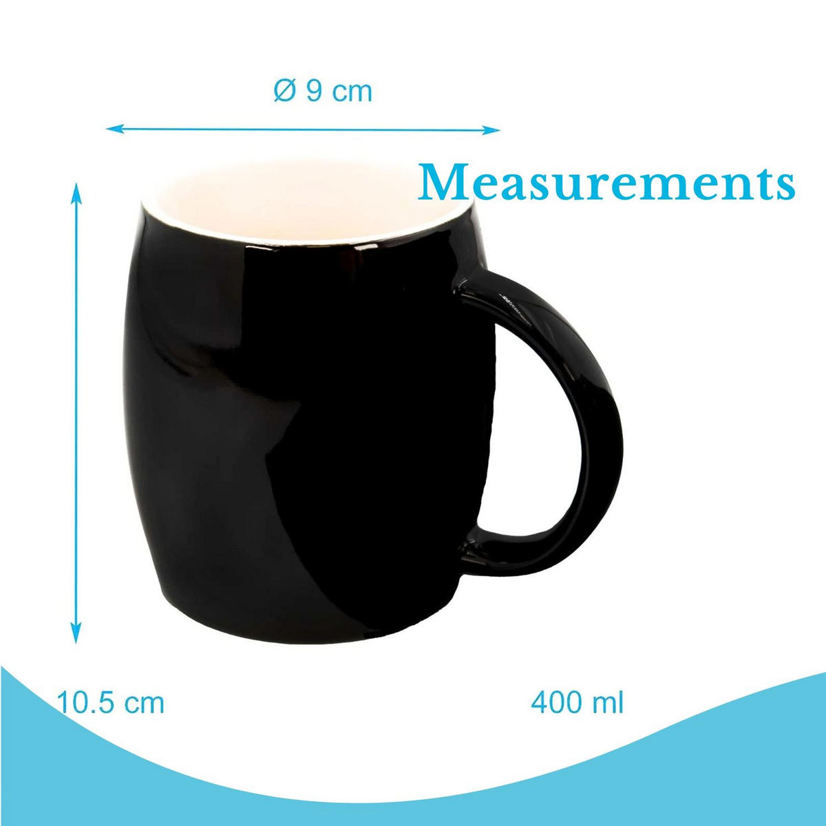 KAFFEETASSE 400ml - Schwarz, Keramik (0.4L) - Intirilife