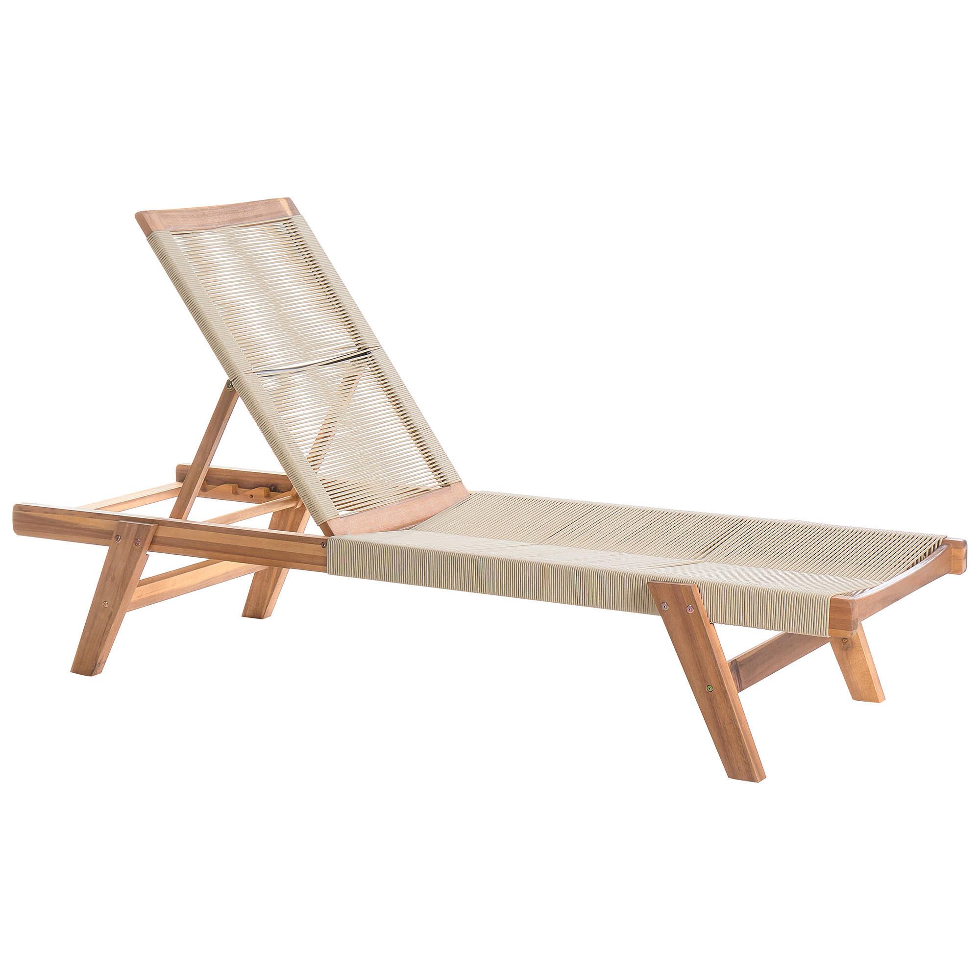 GARTENLIEGE Beige Prossedi - Hellbraun/Beige, Holz (64/35/190cm) - Beliani