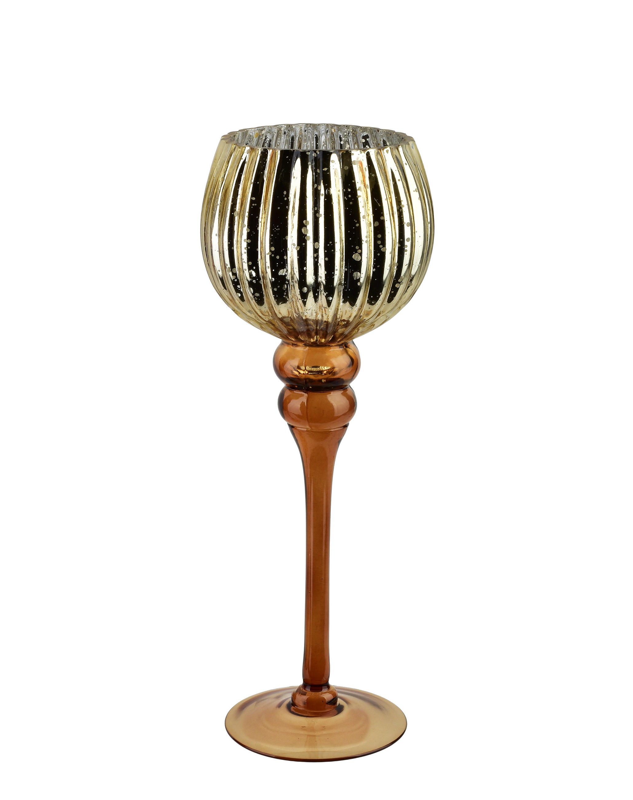 KERZENHALTER Donna Gold 16x16x37 cm Glas - Goldfarben, Glas (16/37/16cm) - Mondex