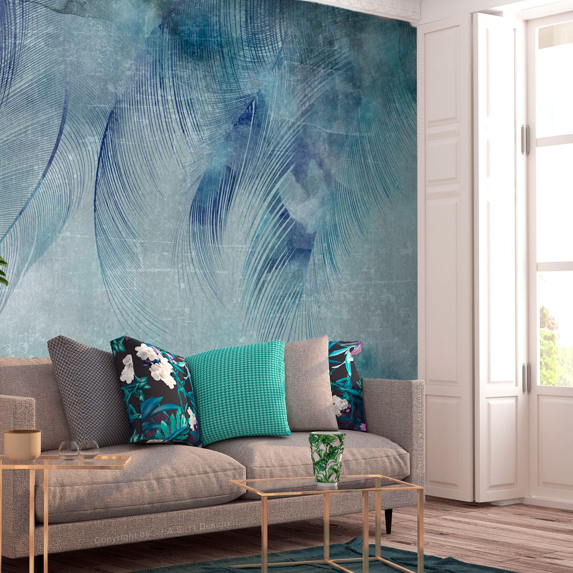 SELBSTKLEBENDE FOTOTAPETE 441/315 cm - Blau, Kunststoff/Textil (441/1cm) - KUNSTLOFT