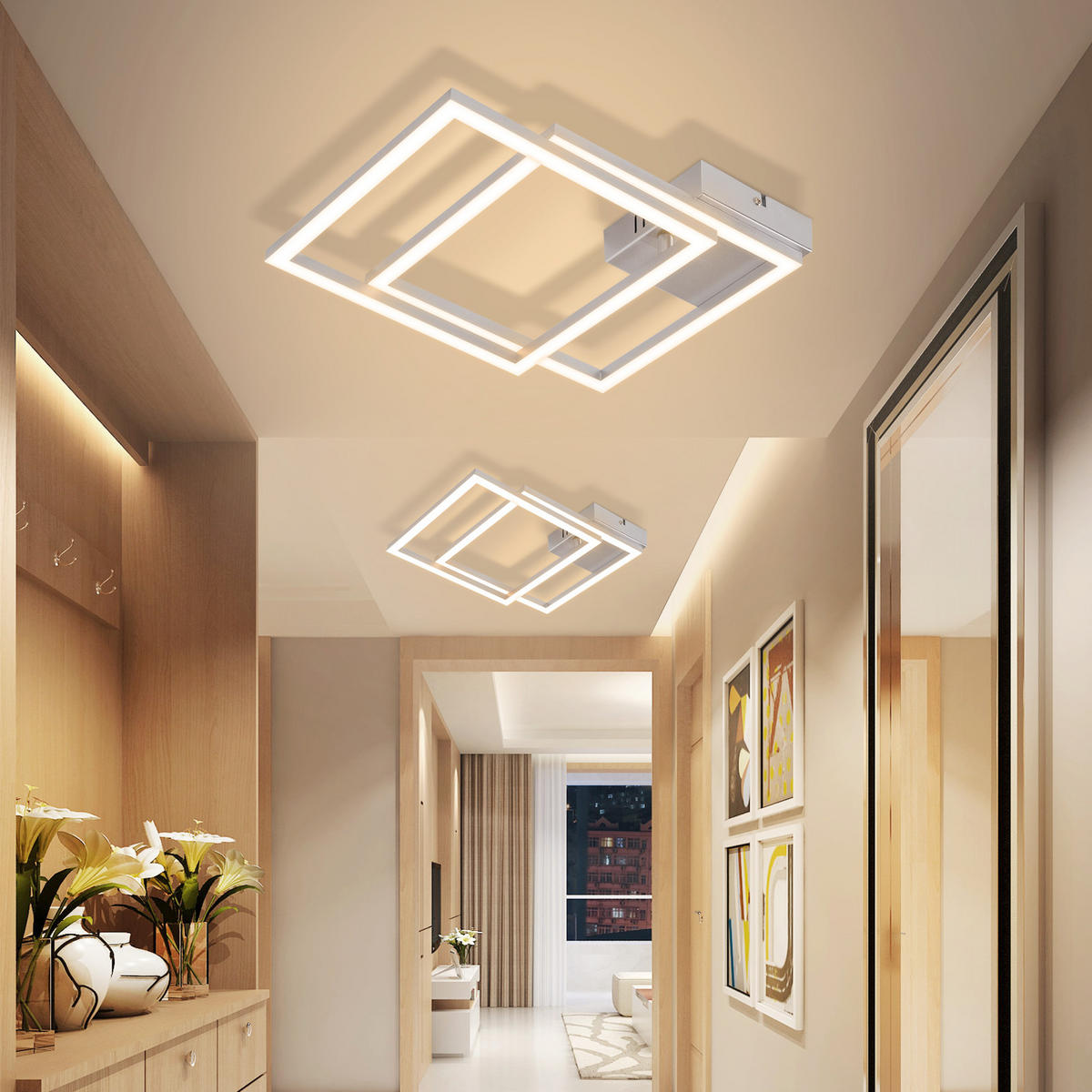 LED DECKENLEUCHTE Felwynne 39.5/39.5/6.7 cm - Silberfarben, Kunststoff (39.5/39.5/6.7cm) - ZMH