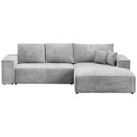 ECKSOFA Pablo mit Schlaffunktion Hellgrau Cord - Hellgrau, Textil (294/185cm) - Bromarkt
