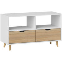 TV-SCHRANK Lowboard mit 2 Ablage, Schublade, Weiß - Weiß, Holzwerkstoff (39/58.3/99cm) - HOMCOM