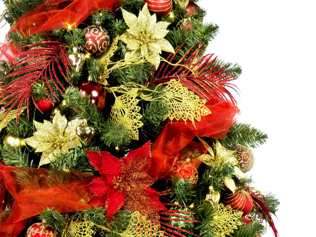 LAALU CHRISTBAUMKUGEL-SET 152 Stück in Luxus-Box PREMIUM CAESAR für Weihnachtsbaum 120-210 cm - Rot, Glas (55/50/75cm) - LAALU