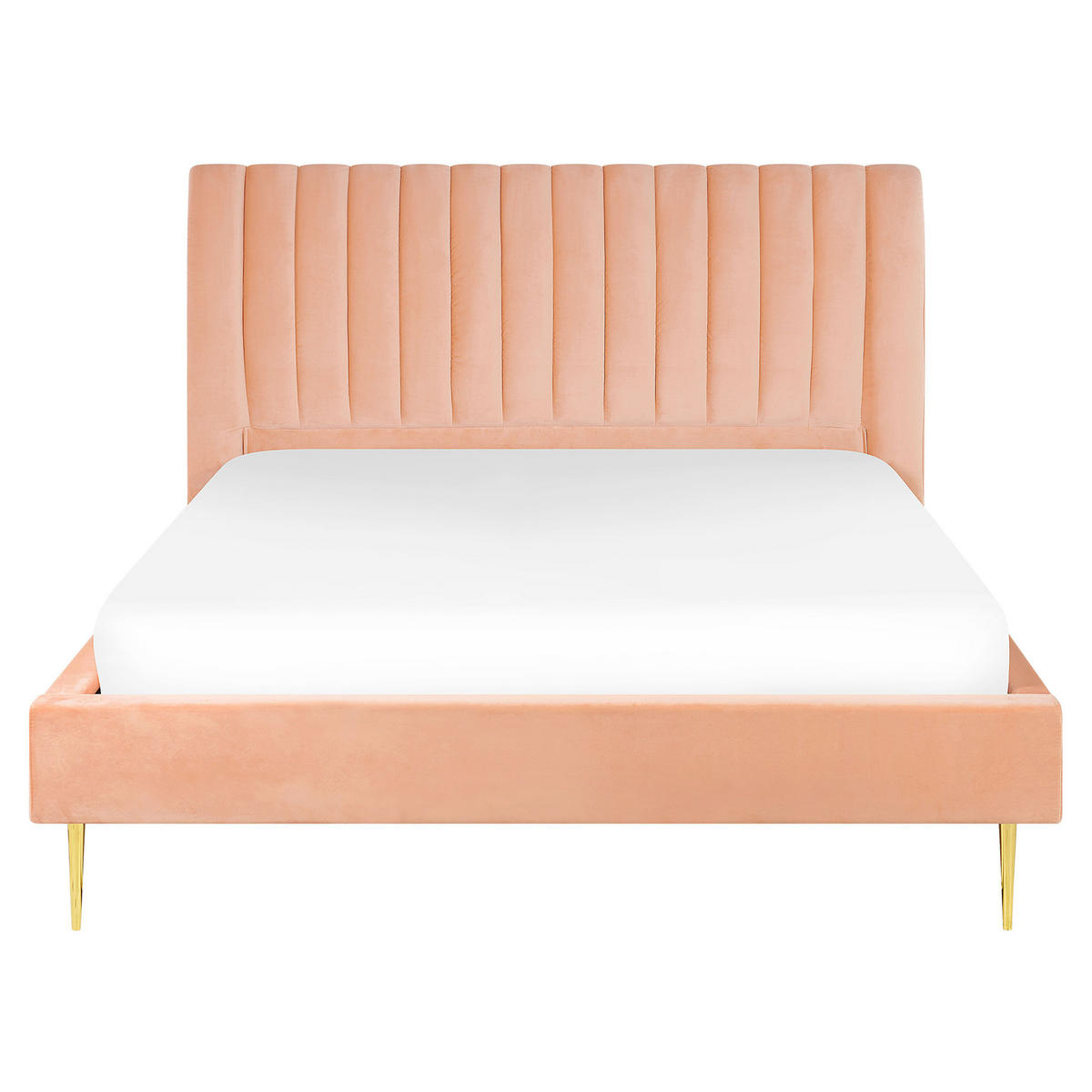 POLSTERBETT 160/200cm Pfirsichrosa Marville - Pink, Textil (160/200cm) - Beliani