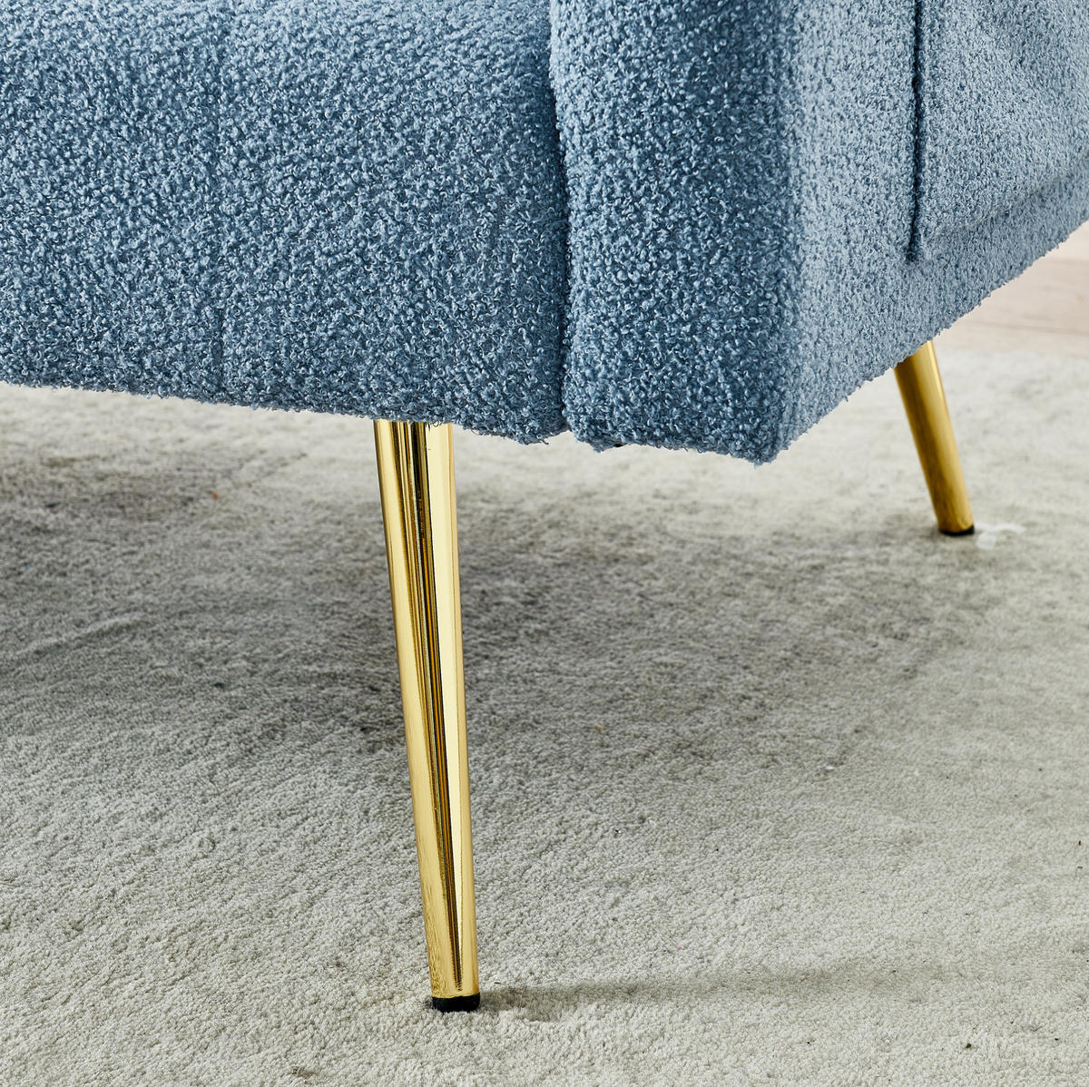SOFA mit verstellbarer Rückenlehne, 2-Sitzer, Teddy Blue - Blau, Holzwerkstoff (177/74/78cm) - Meubliv