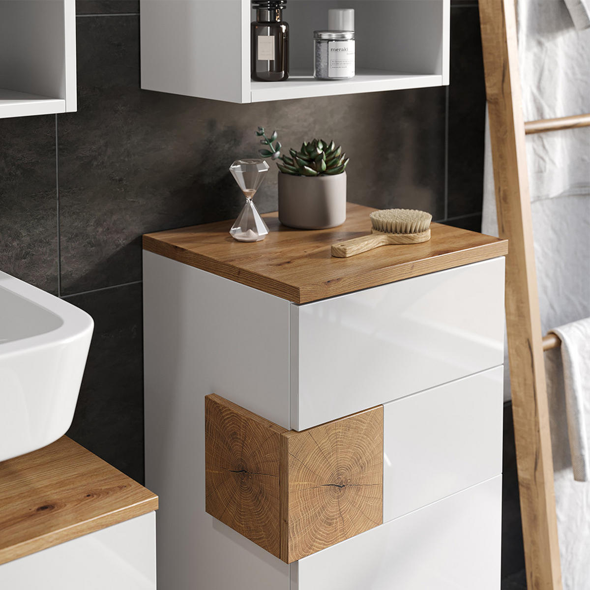 BADMÖBEL-SET Eden Weiß 4 Teile - Weiß Hochglanz, Holzwerkstoff (73/64/37cm) - Vicco